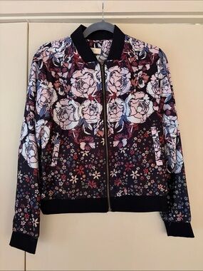 Elodie Floral Bomber Jacket in Pink & Navy